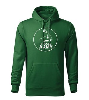 DRAGOWS Men's sweatshirt with hooded muscle army biceps, green 320g/m2