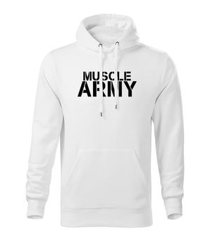 Dragow Men's sweatshirt with hood muscle army, white 320g/m2