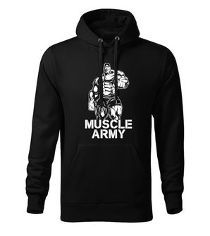 Dragow Men's sweatshirt with hooded Muscle Army Man, black 320g/m2