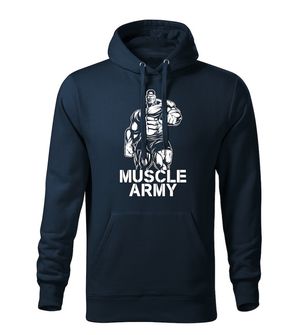 Dragow Men's sweatshirt with hooded Muscle Army Man, dark blue 320g/m2