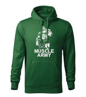 Dragow Men's sweatshirt with hooded Muscle Army Man, green 320g/m2