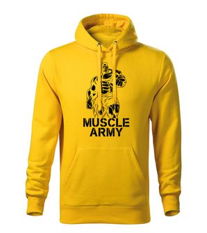 Dragow Men's sweatshirt with hooded Muscle Army Man, yellow 320g/m2