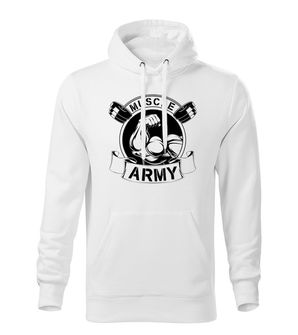 Dragow Men's sweatshirt with hooded Muscle Army Original, white 320g/m2