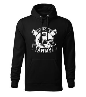 Dragow Men's sweatshirt with hooded Muscle Army Original, black 320g/m2