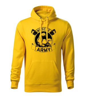 Dragow Men's sweatshirt with hooded Muscle Army Original, yellow 320g/m2