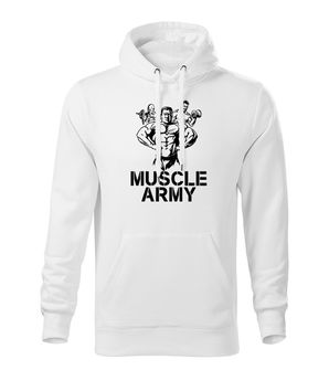 Dragow Men's sweatshirt with hooded Muscle Army Team, white 320g/m2