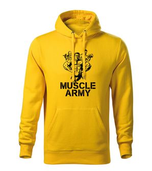 Dragow Men's sweatshirt with hooded Muscle Army Team, yellow 320g/m2