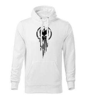 Dragow Men's sweatshirt with hood Skull, white 320g/m2