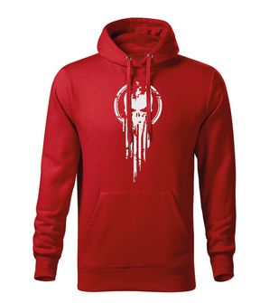 Dragowa men's sweatshirt with hood Skull, red 320g/m2