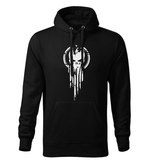 Dragowa men's sweatshirt with hood Skull, black 320g/m2