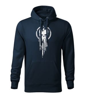 Dragowa men's sweatshirt with hood Skull, dark blue 320g/m2