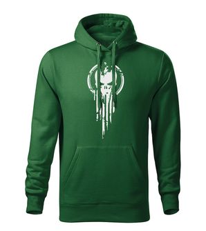 Dragowa men's sweatshirt with hood Skull, green 320g/m2