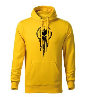Dragowa men's sweatshirt with hood Skull, yellow 320g/m2