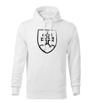 Dragow Men's sweatshirt with hood Slovak emblem, white 320g/m2