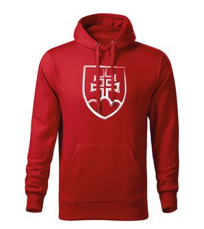 Dragow Men's sweatshirt with hood Slovak emblem, red 320g/m2