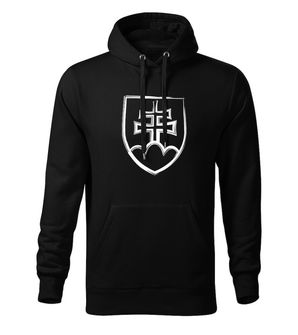 DRAGOWS Men's sweatshirt with hood Slovak emblem, black 320g/m2