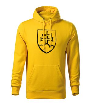 DRAGOWS Men's sweatshirt with hood Slovak emblem, yellow 320g/m2