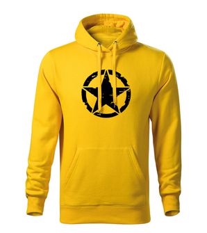 Dragow Men's sweatshirt with Star hood, yellow 320g/m2