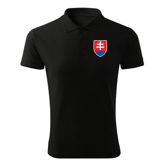 Dragowa polo shirted small colored Slovak emblem, black 200g/m2