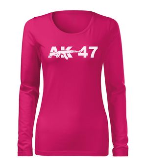 DRAGOWA SLIM Women's T-shirt with long sleeves AK-47, pink 160g/m2