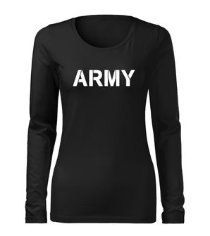 DRAGOWA SLIM Women's T -shirt with long sleeves of Army, black 160g/m2