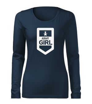 DRAGOW SLIM Women's T -shirt with long sleeve Army Girl, dark blue 160g/m2