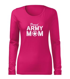 DRAGOWA SLIM Women's T -shirt with long sleeves of Army Mom, pink 160g/m2