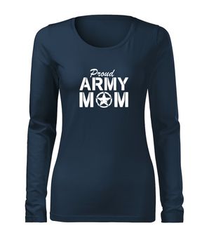 DRAGOW SLIM Women's T -shirt with long sleeves of Army Mom, dark blue 160g/m2