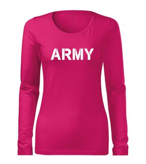 DRAGOWA SLIM Women's T -shirt with long sleeves of Army, pink 160g/m2