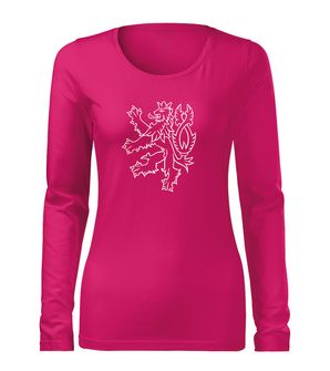 DRAGOWA SLIM Women's T -shirt with long sleeves Czech lion, pink 160g/m2