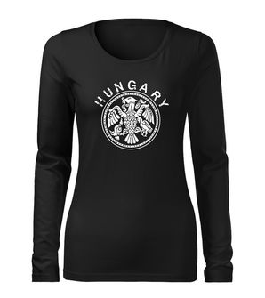 DRAGOWA SLIM Women's T -shirt with long sleeve Hungary, black 160g/m2
