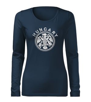 Dragow Slim Women's T -shirt with long sleeve Hungary, dark blue 160g/m2