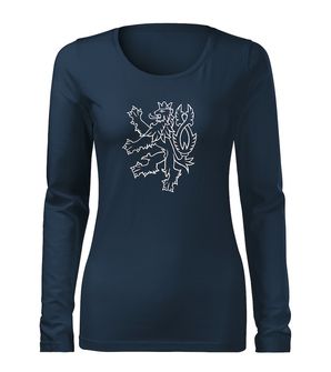 DRAGOWA SLIM Women's T -shirt with Long Sleeve Lion, dark blue 160g/m2