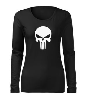 DRAGOW SLIM Women's T -shirt with long sleeve Punisher, black 160g/m2