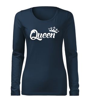 DRAGOWA SLIM Women's T -shirt with Long Sleeve Queen, dark blue 160g/m2