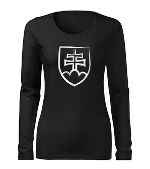 DRAGOW SLIM Women's T -shirt with long sleeves Slovak emblem, black 160g/m2