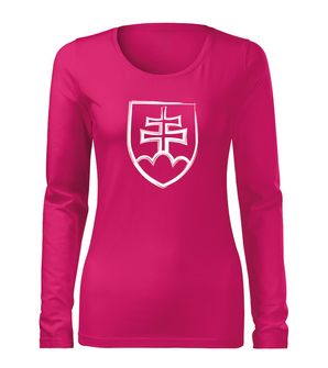 DRAGOWA SLIM Women's T -shirt with long sleeves Slovak emblem, pink 160g/m2