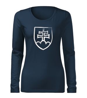 DRAGOWA SLIM Women's T -shirt with long sleeves Slovak emblem, dark blue 160g/m2