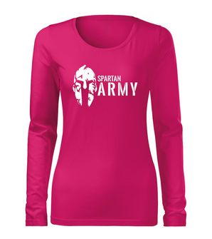 DRAGOW SLIM Women's T -shirt with Long Sleeve Spartan Army, pink 160g/m2