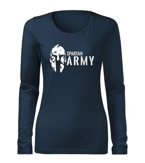 DRAGOW SLIM Women's T -shirt with Long Sleeve Spartan Army, dark blue 160g/m2