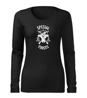 DRAGOW SLIM Women's T -shirt with long sleeve Special Forces, black 160g/m2