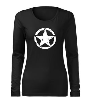 DRAGOW SLIM Women's T -shirt with long sleeve Star, black 160g/m2