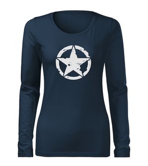DRAGOW SLIM Women's Long Sleeve T -shirt Star, dark blue 160g/m2