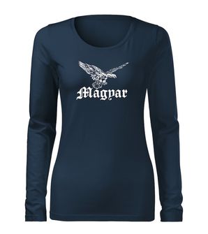 DRAGOWA SLIM Women's T -shirt with long sleeves Turul, dark blue 160g/m2