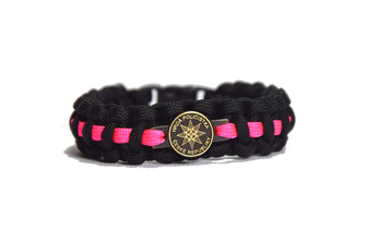 Paracord bracelet proud police, pink-black, fastening on clip Širka 1.9cm
