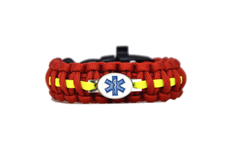 Paracord bracelet proud rescuer, red, fastening on the clip with whistle, width 2.4cm