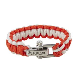 Pentagon paracord bracelet red-white metal buckle
