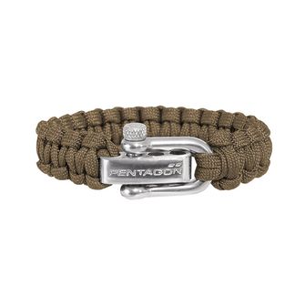 Pentagon paracord bracelet coyote metal buckle