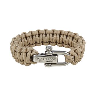 Pentagon paracord bracelet khaki metal buckle