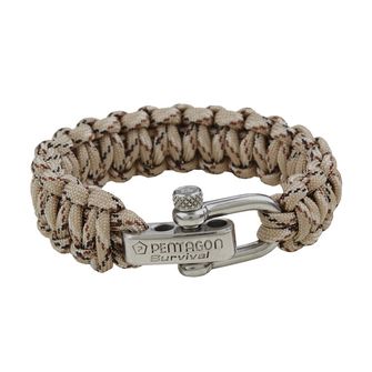 Pentagon paracord bracelet Khaki Spots metal buckle